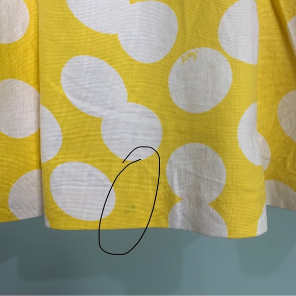 Lilly Pulitzer Blazer Jacket Circles Polka Dots White Yellow Button Size 6 - Picture 16 of 16